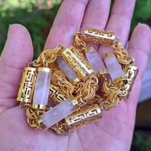 Vintage Long Rose Quartz Necklace